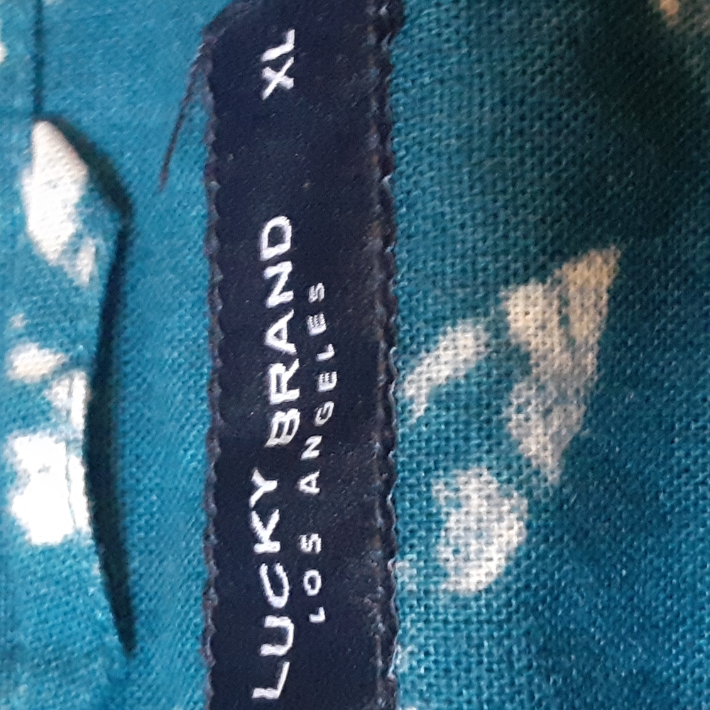 LUCKY BRAND BLUE AND WHITE BUTTON DOWN FRONT SHIRT, XL - Picture 4 of 10